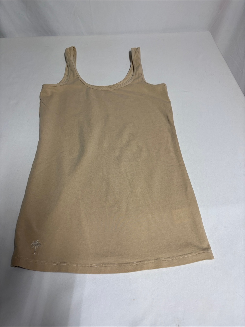Lilly Pulitzer Women’s Pima Cotton Beige Tan Tank Top Palm Tree